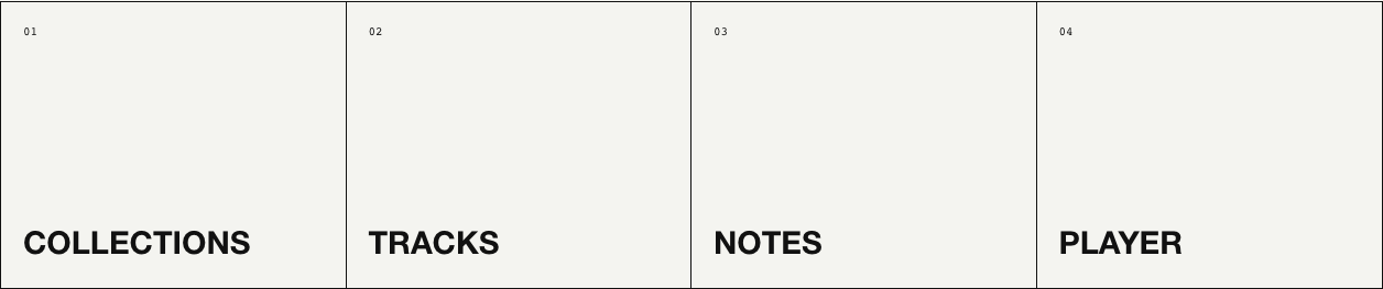Music Board showing the structured music library without portrait artwork